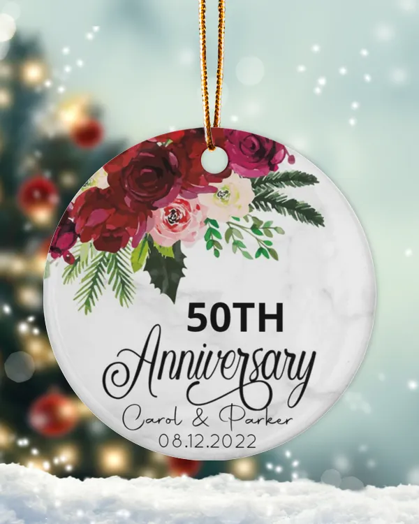 Personalized Custom 50th Anniversary Christmas 40th 30th 25th Ceramic Ornament