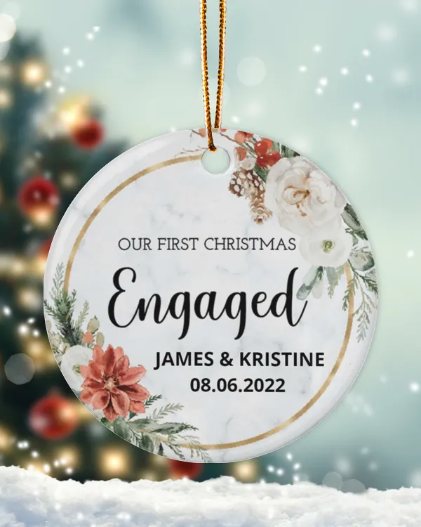 Personalized Custom First Christmas Engaged Ornament