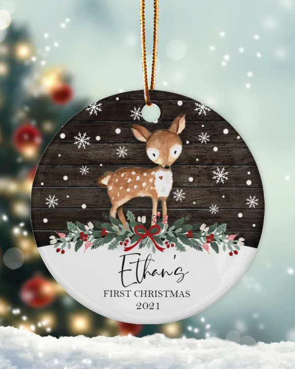 RD Personalized Baby's First Christmas Ornament, First Christmas Baby Ornament, Custom Baby Name Christmas Ornament