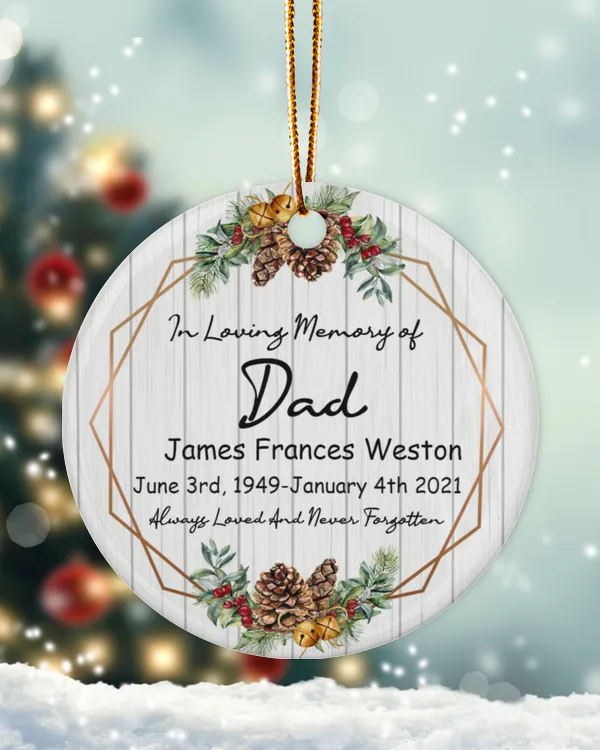 RD Personalized Father Memorial Ornament, In Memory of Father in Heaven, Christmas Ornaments,Memorial Gifts