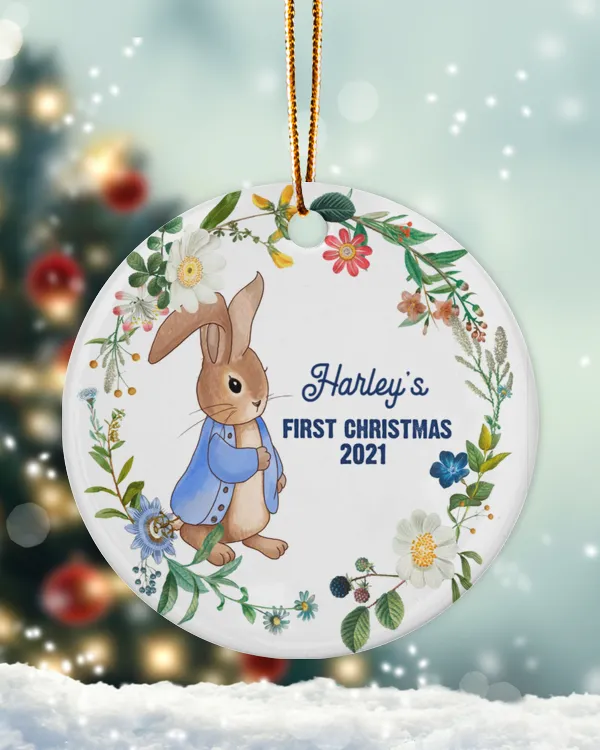 RD Personalised First Christmas Rabbit Ornament, Christmas Ornament, Babys First Christmas, 1st Christmas, New Baby, Christmas Gifts