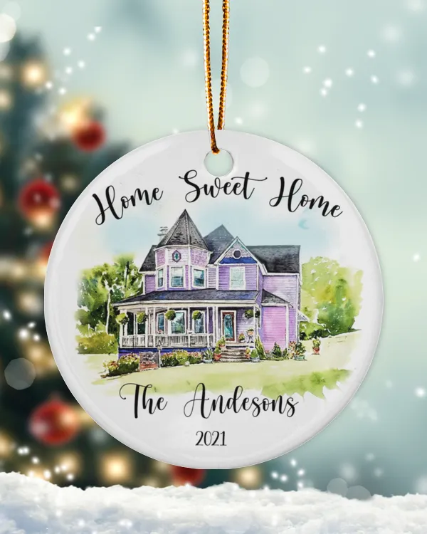RD Custom Home Ornament, Home Sweet Home, House Christmas Ornament,Personalized Christmas Ornament Gift, Housewarming