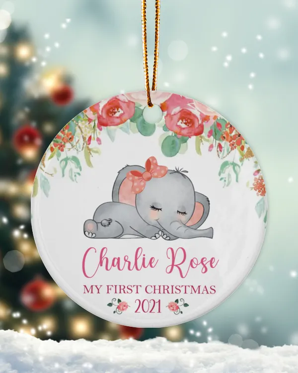RD Personalized Baby's FIRST Christmas Ornament, Baby Elephant, Christmas Ornament, Christmas Gifts