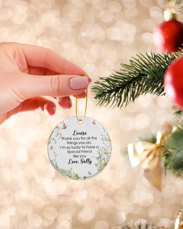 Thank You Gifts For Friends, Family, Mom, Coworkers - Personalized Ceramic Ornament