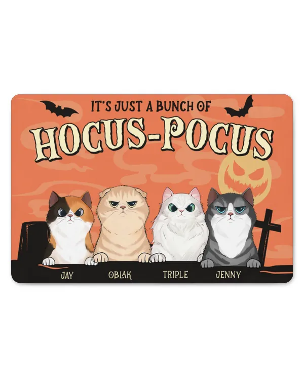 Halloween For Cats - Just A Bunch Of Hocus Pocus - Personalized Decorative Mat, Gifts For Halloween, Gifts Idea For Halloween