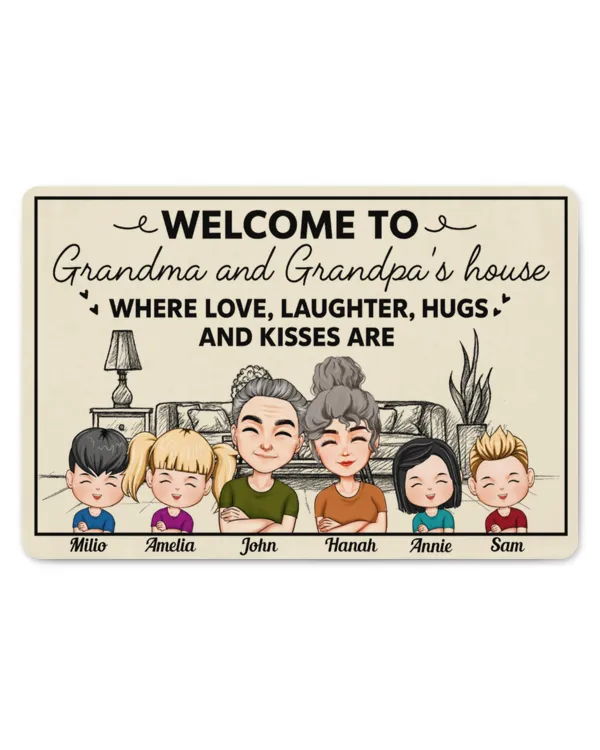 Welcome To Grandpa And Grandma's House - Personalized Doormat, Gifts For Grandpa, Gifts Idea For Grandpa