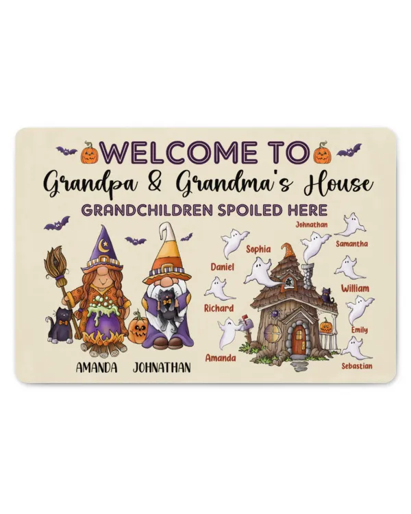Grandchildren Spoiled Here On Halloween - Personalized Decorative Mat, Gifts For Halloween, Gifts Idea For Halloween