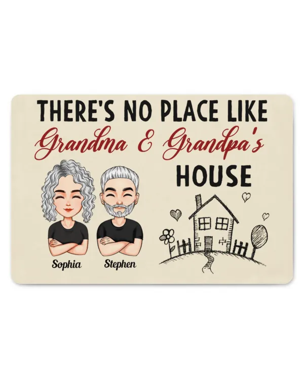 No Place Like Grandpa Grandma'S House - Personalized Doormat, Gifts For Grandma, Gifts Idea For Grandma