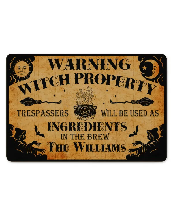 Warning Witch Property - Personalized Decorative Mat, Gifts For Halloween, Gifts Idea For Halloween