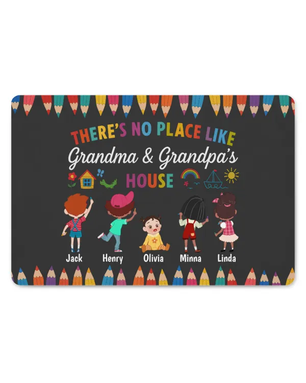 There's No Place Like Grandma And Grandpa's House - Personalized Doormat, Gifts For Grandpa, Gifts Idea For Grandpa