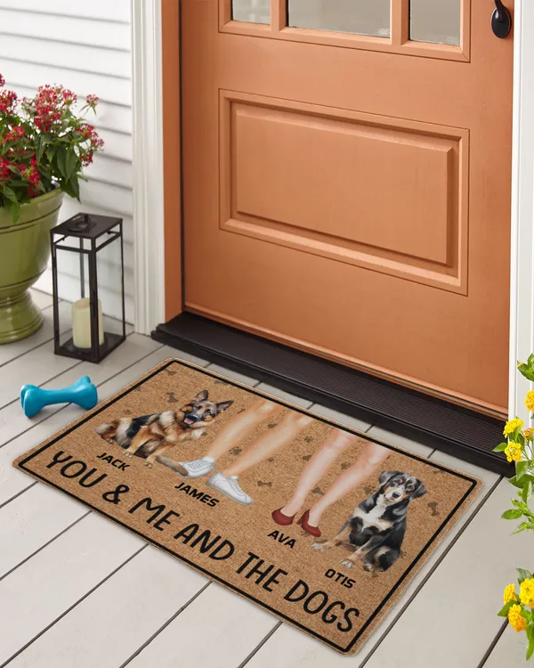 You, Me And The Dogs - Personalized Doormat, Gift For Dog Lovers, Gift Idea For Dog Lovers - Door Mat Door Mat