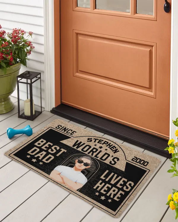 Best Dad Lives Here - Personalized Doormat, Gift For Dad, Gift Idea For Dad, Father's Day Gift