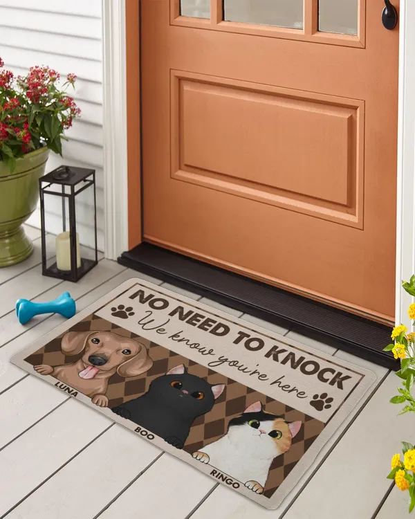 No Need To Knock, We Know You Are Here - Personalized Doormat, Gift Idea For Dog Lovers - Indoor Floor Mat Indoor Floor Mat