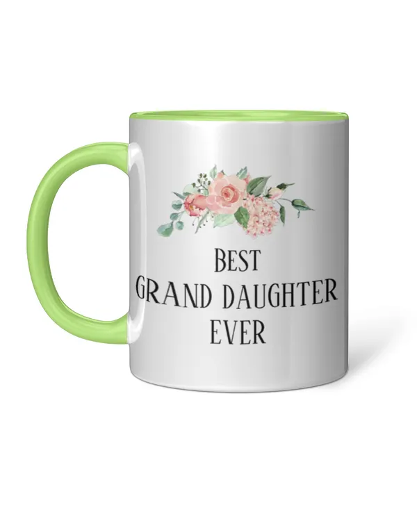 Pretty floral Personalized best granddaughter Two-Tone Coffee Mug, Gifts For Granddaughter, Gift Idea For Granddaughter