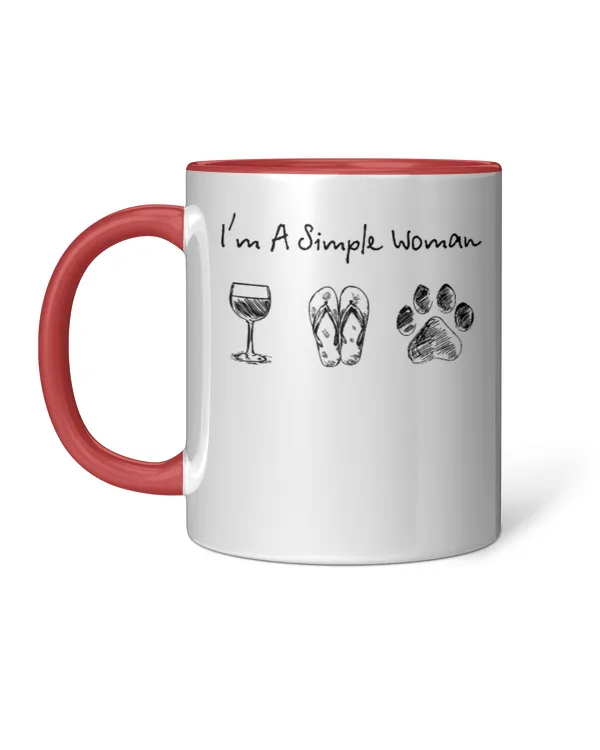 ETT2508 I'm A Simple Woman Wine Flip Flop Dog