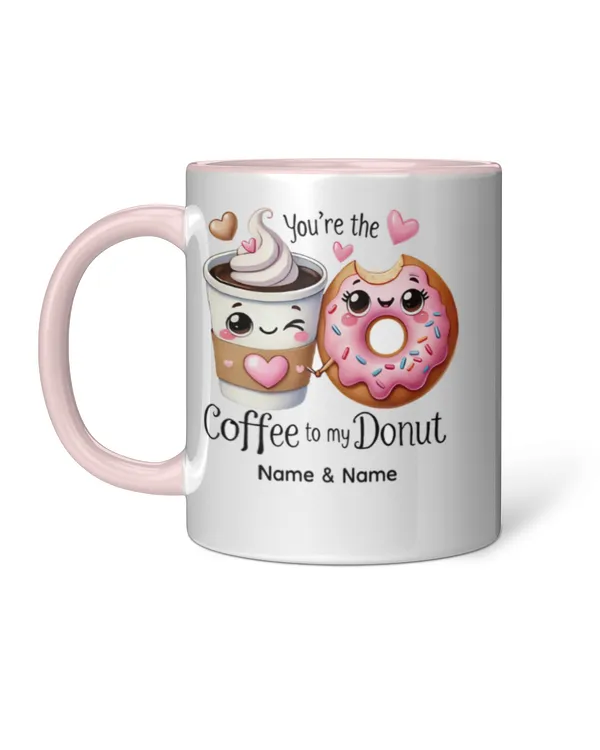 Cute Couples Customized "Coffee to My Donut" Mug, Gifts For GirlFriend, Gifts Idea For GirlFriend