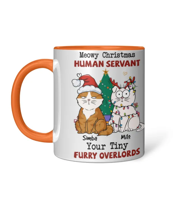 Meowy Christmas Human Servant - Personalized Accent Mug, Gifts For Cat Lovers, Gifts Idea For Cat Lovers