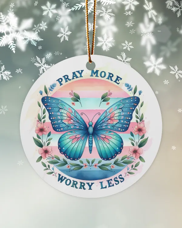 Pray More Worry Less - Jesus Christmas Ornament - JO191120