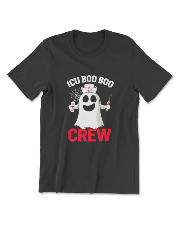 Halloween ICU Costume Women Men ICU Boo Boo Crew Nurse Ghost T-Shirt