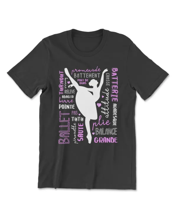 Ballet Terms Typography Ballerina Silhouette Word Art Gift 177 dance