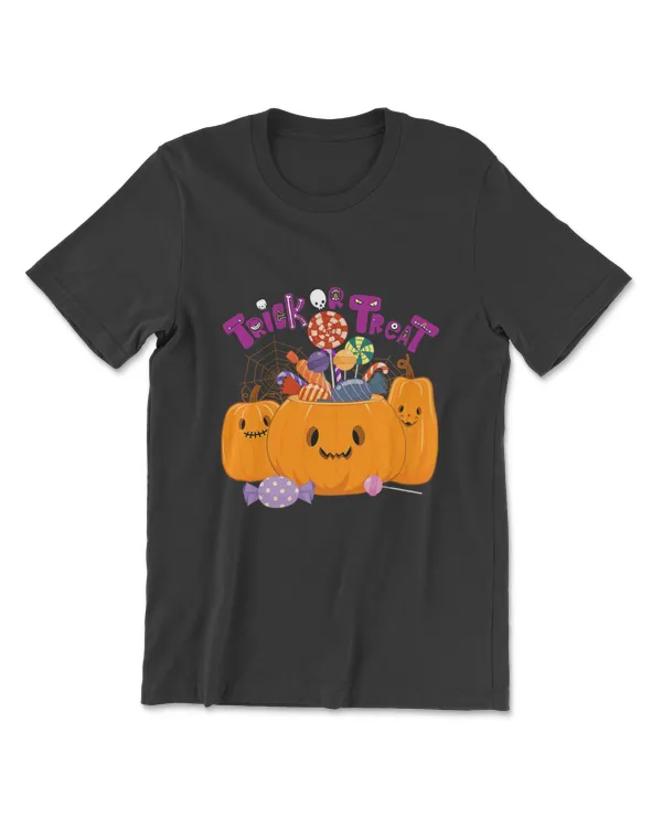 Trick Or Treat Funny Pumpkin With Sweet Candy Lollipop