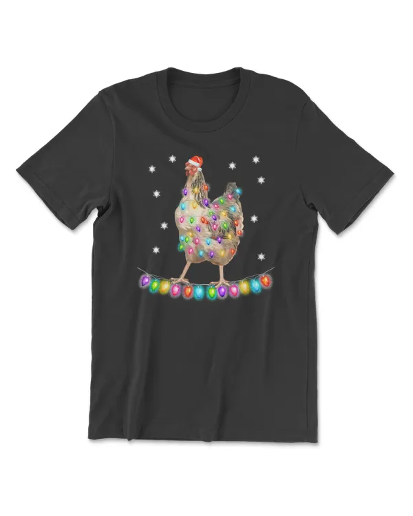 Chicken Christmas Santa Lights Farmer Pajamas 406 hen rooster