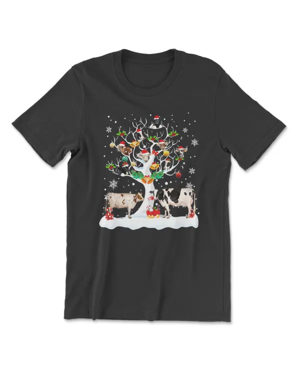 Cow Cow Christmas On Winter Tree Goat Lover Matching Pajamas 7 Heifer Cattle
