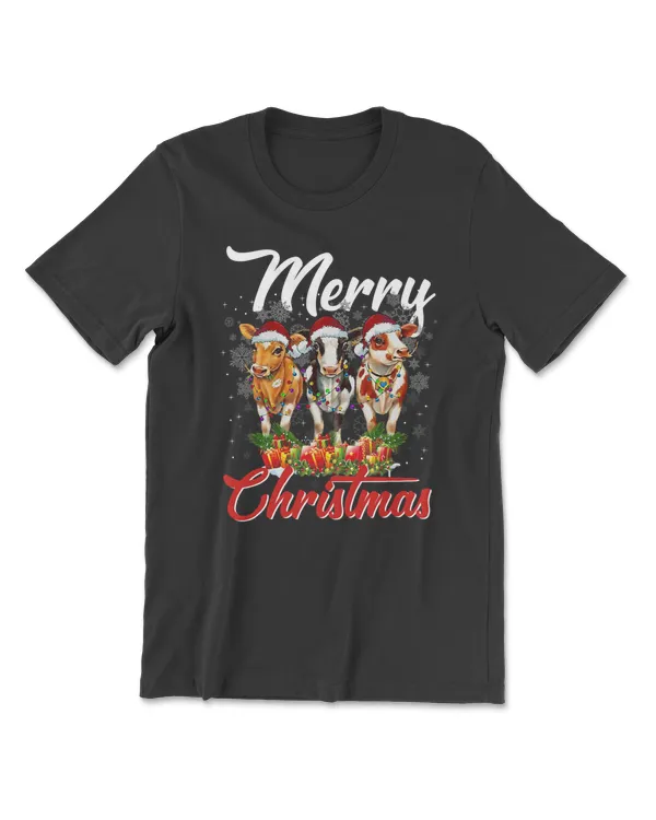 Cow Cow Christmas T Santa Hat Xmas Light Matching Family 29 Heifer Cattle