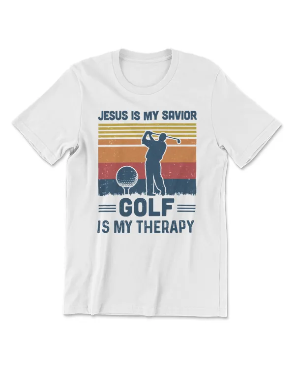 Golf Jesus Is My Savior Golf Is My Therapy Vintage Christian Gift 381 golfer