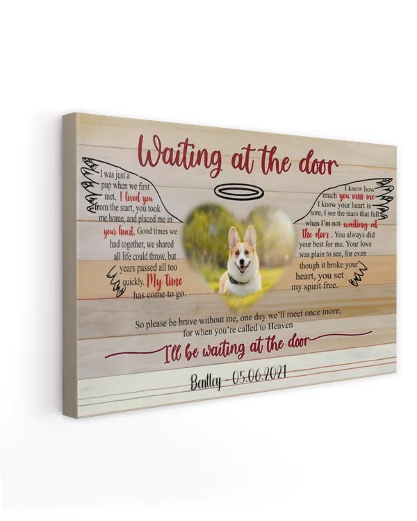 Personalized Custom Dog Pet Memorial Canvas Waiting At The Door Poem DC04