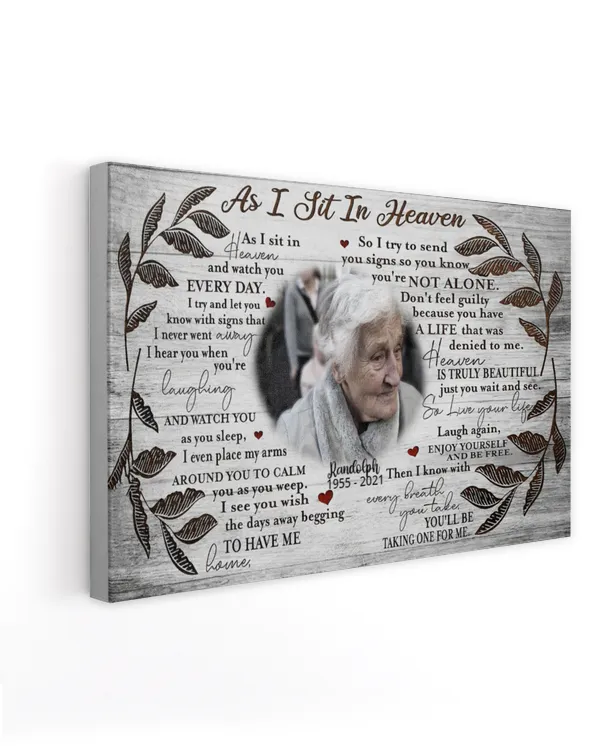 Personalized Custom As I Sit In Heaven And Watch You Everyday Memorial Photo Canvas Art FC22
