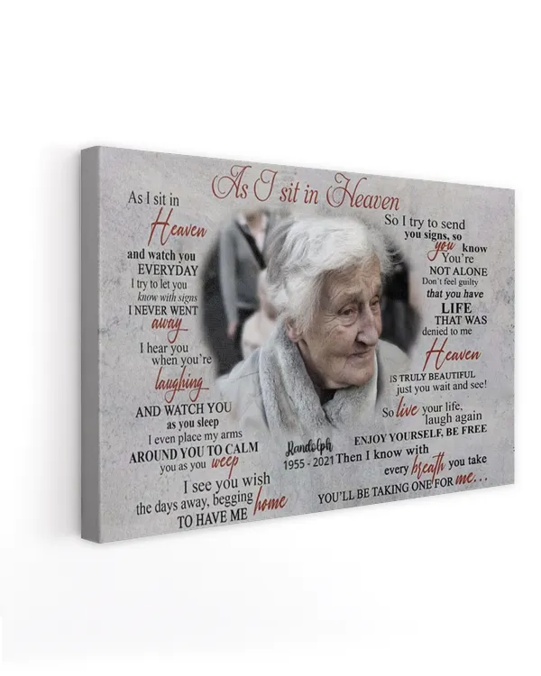 Personalized Custom As I Sit In Heaven And Watch You Everyday Memorial Photo Canvas Art FC24