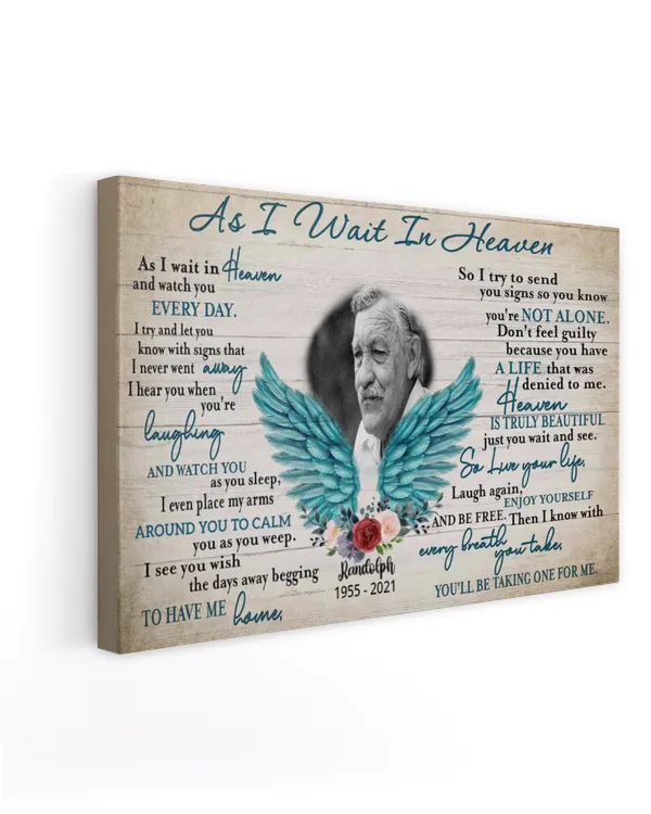 Personalized Custom As I Sit In Heaven Angel Memorial Photo Canvas Art FC26