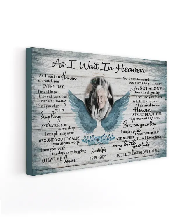 Personalized Custom As I Sit In Heaven Angel Memorial Photo Canvas Art FC27