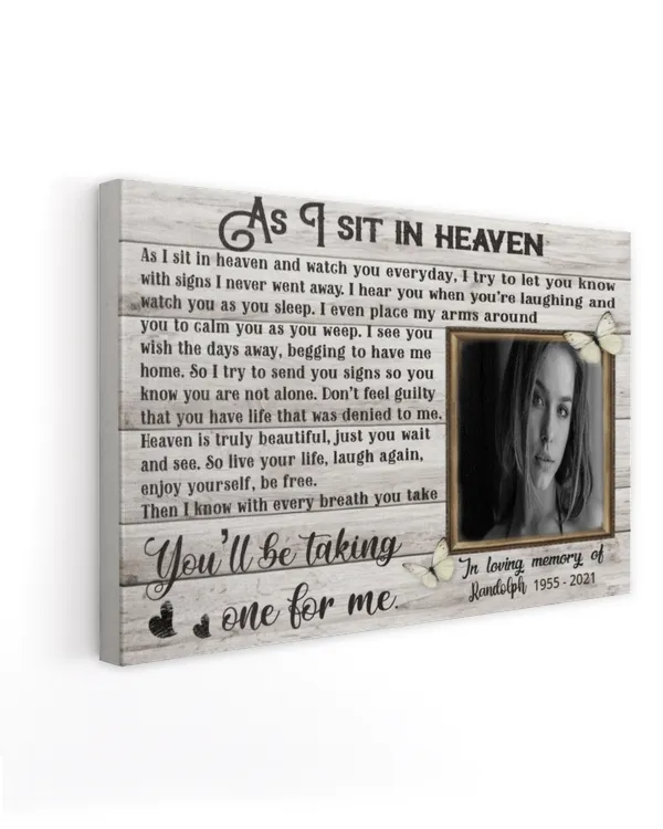 Personalized Custom As I Sit In Heaven Door Memorial Photo Canvas Art FC36