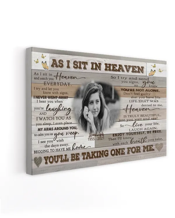 Personalized Custom As I Sit In Heaven Picture Memorial Canvas Art FC40