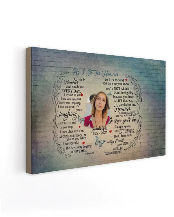 Personalized Custom As I Sit In Heaven Poem Butterfly Memorial Canvas Art FC43