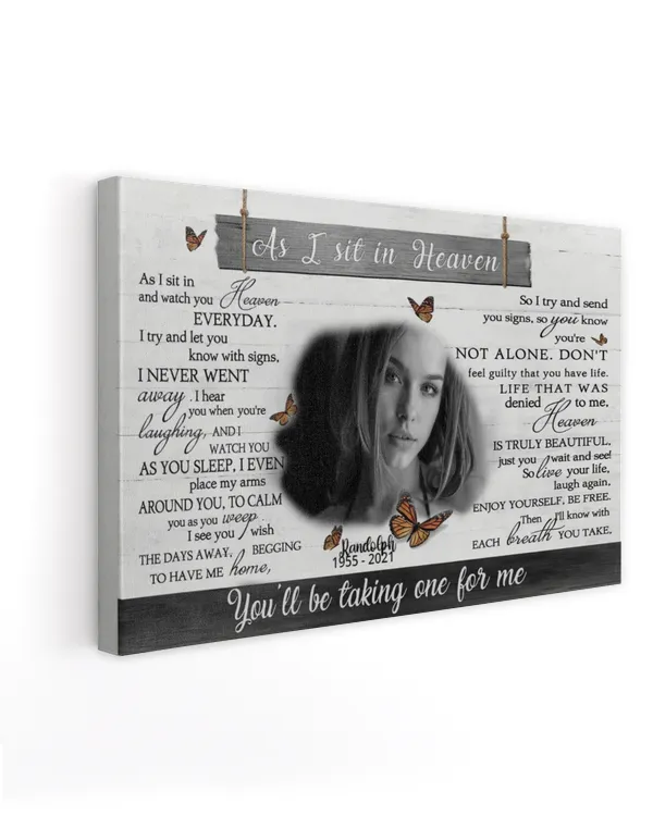 Personalized Custom As I Sit In Heaven Poem Butterfly Memorial Canvas Art FC44