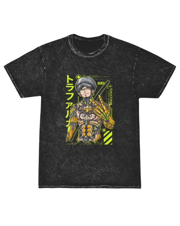 One Piece Trafalgar D. Water Law Mecha Style Short Sleeve Shirt Mineral Washed Tee