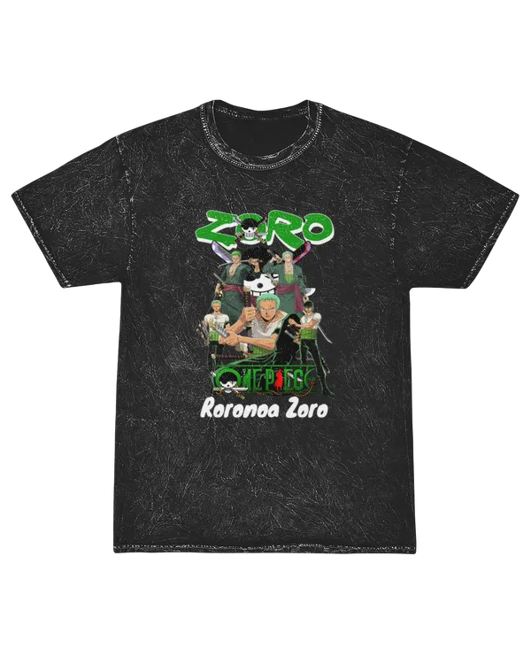 One Piece Personalized Roronoa Zoro Short Sleeve Black Shirt Mineral Washed Tee