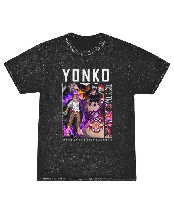 One Piece Yonko The  Four Emperors Short Sleeve Shirt Mineral Washed Tee