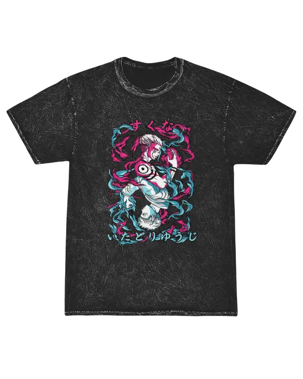Yuji Itadori and Sukuna  Jujutsu Kaisen Anime Graphic Mineral Washed T-shirt