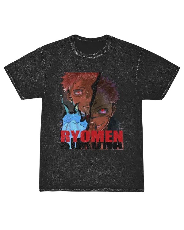 Jujutsu Kaisen Ryomen Sukuna Mineral Wash Tee  King of Curses Half Face Anime Graphic T-shirt