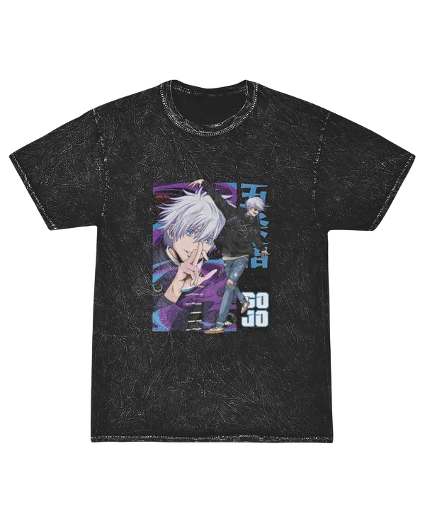Jujutsu Kaisen Satoru Gojo Mineral Wash Tee  Back Pose Anime Graphic Cursed Technique T-shirt