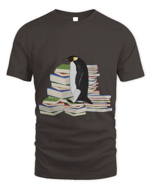 Penguin Pet Birds and Books Reading Bird Watching Bookworm - Unisex Standard T-Shirt - Oversized Print Unisex Standard T-Shirt - Oversized Print