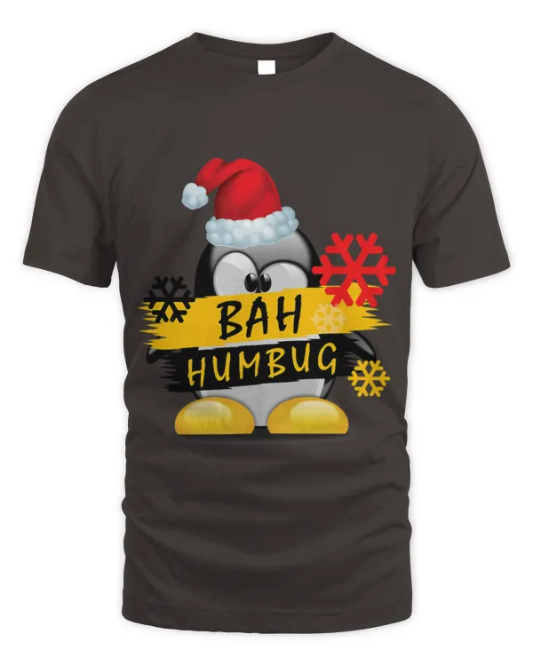 Penguin Pet Black Christmas Tees Funny Penguin Bah Humbug s - Unisex Standard T-Shirt - Oversized Print Unisex Standard T-Shirt - Oversized Print