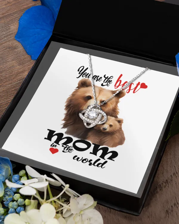 You Are the Best Mom in the World – Bear & Cub Necklace Gift 001