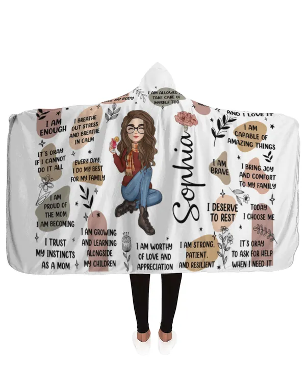 Mom Affirmations Blanket - Custom Birth Flower - Personalized Wearable Blanket Hoodie, Gifts For Mom, Gifts Idea For Mom, Mother's Day Gift