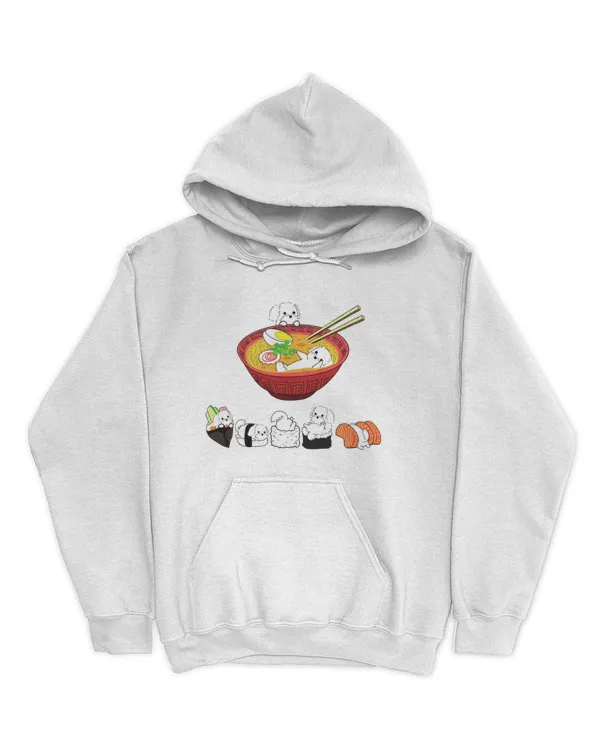 Funny Sushi and Ramen With Maltese Dog