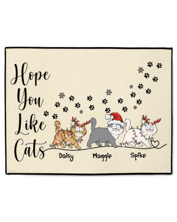 Hope You Like Cats Christmas Decor - Personalized Doormat, Gifts For Cat Lovers, Gifts Idea For Cat Lovers